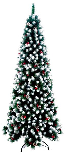 Albero di Natale Artificiale Innevato con Pigne Natalino Slim Verde Altezza 150 cm