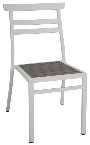 Sedia da Giardino in Alluminio con Doghe Vorghini Ceriale Bianco e Grigio