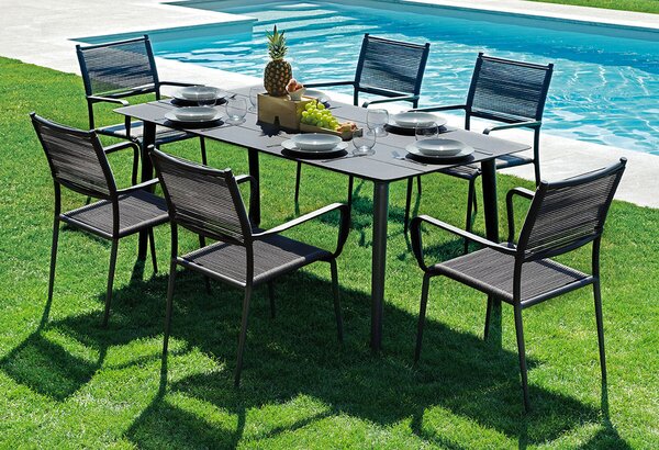 Tavolo Rettangolare da Giardino 180x90cm in Alluminio Vorghini Capalbio Antracite