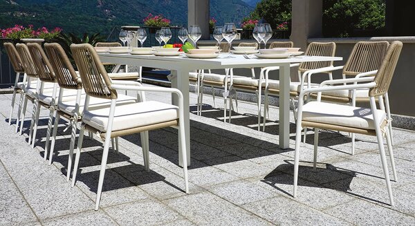 Sedia da Giardino in Alluminio e Corda Vorghini Pegli Bianco e Beige