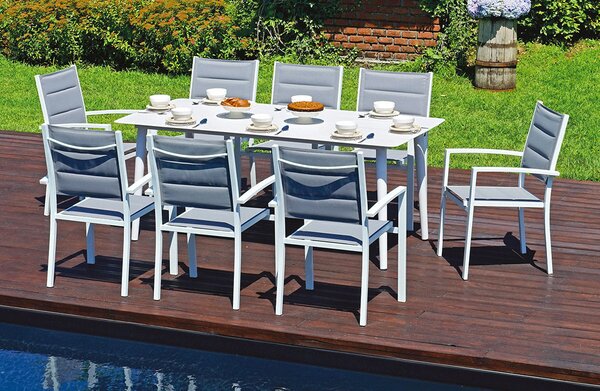 Tavolo Rettangolare da Giardino 180x90cm in Alluminio Vorghini Recanati Bianco