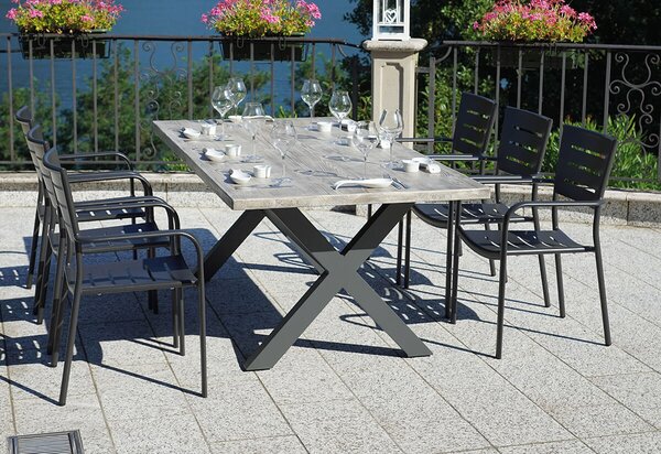 Tavolo Rettangolare da Giardino 200x100 in Alluminio Vorghini Fucecchio Grigio