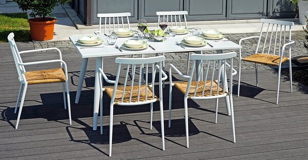 Sedia da Giardino in Alluminio e Paglia Vorghini Finale Ligure Bianco