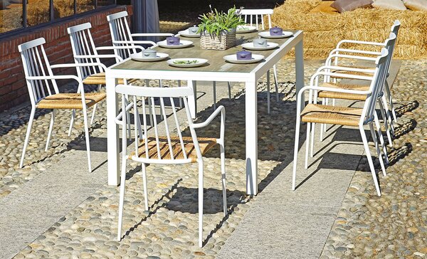 Tavolo Rettangolare da Giardino 200x96cm in Alluminio Vorghini Recanati Bianco