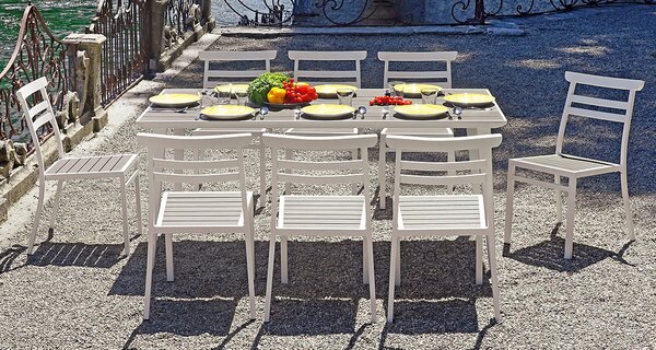 Sedia da Giardino in Alluminio con Doghe Vorghini Ceriale Bianco e Grigio