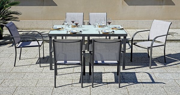 Tavolo Rettangolare da Giardino 150x90cm in Alluminio Vorghini Empoli Antracite