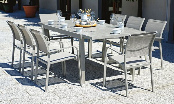 Tavolo Rettangolare da Giardino Allungabile 210x90cm in Alluminio Vorghini Verbier Grigio