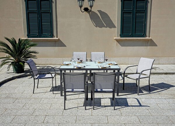 Sedia da Giardino in Alluminio e Textilene Vorghini Lucca Grigio Chiaro