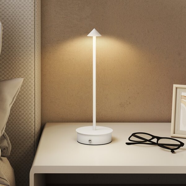 HOMCOM Set di 2 Lampade da Tavolo LED Ricaricabili con USB, Controllo Touch e Luce Regolabile Ø10x30 cm Bianco | Aosom Italy