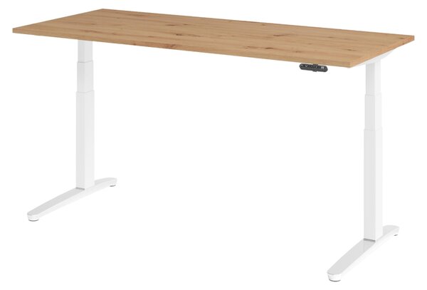 Scrivania elettrica bümö XBHM - Decorazione: rovere nodoso, dimensioni: 180 x 80 cm, struttura: bianco/alluminio lucido