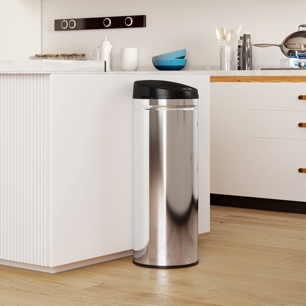 HOMCOM Cestino con sensore da 50 litri con funzione Soft-Close, pattumiera touchless in acciaio inossidabile per cucine igieniche, uffici, colore argento | Aosom Italy