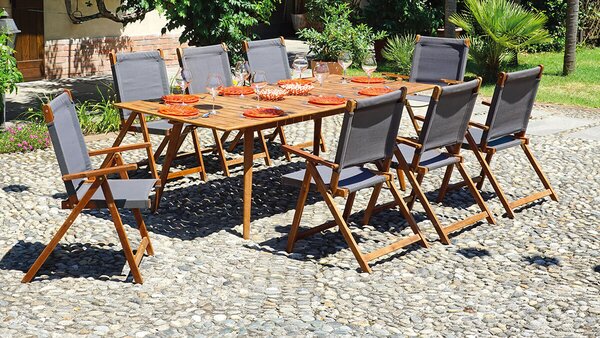 Tavolo Rettangolare da Giardino Allungabile 240x100cm in Legno Vorghini Valladolid