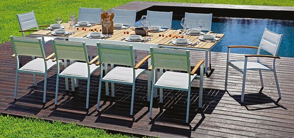 Tavolo Rettangolare da Giardino Allungabile 270x105cm in Alluminio Vorghini Bonifacio