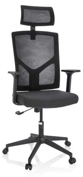 Sedia da ufficio in tessuto/rete, nera, ergonomica, con altezza regolabile