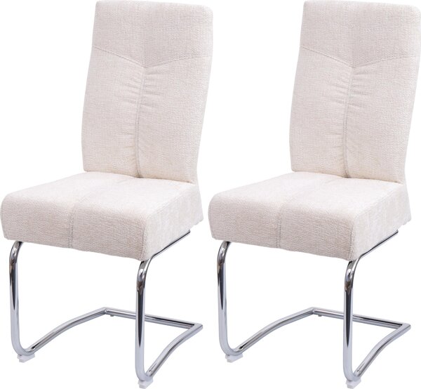 Set di 2 sedie da pranzo imbottite | A x L x P 105 x 46 x 60 cm | Altezza seduta 53 cm | Metallo Tessuto/Chenille | Crema | Sedia da cucina Sedia a sbalzo Sedia con schienale