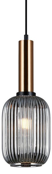 Lampada a sospensione Antiola nera-ottone 1xE27x40W vetro, dimensioni: 113x15x15 cm, IP20, Italux