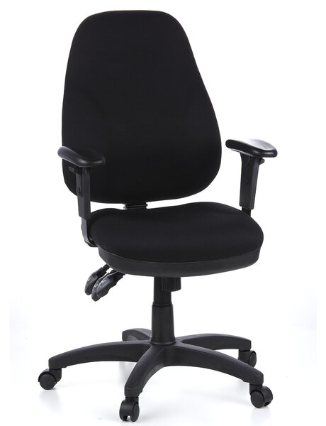 Sedia da ufficio Zenit Pro, rivestita in tessuto nero, ergonomica, con altezza regolabile
