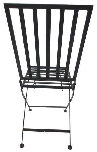 Set Tavolino e 2 Sedie Pieghevoli da Giardino in Metallo Bistrot Nero