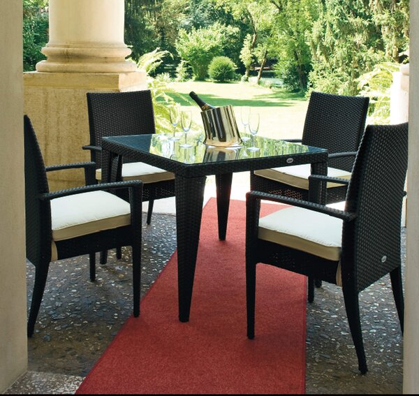 Set da Giardino Tavolo e 4 Sedie in Wicker Ranieri Swing