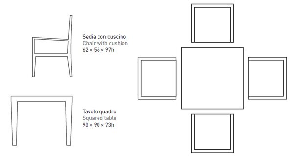 Set da Giardino Tavolo e 4 Sedie in Wicker Ranieri Swing