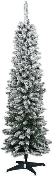 HOMCOM 180cm Albero di Natale Pino artificiale rivestito in floccaggio bianco con rami 390, base pieghevole rimovibile