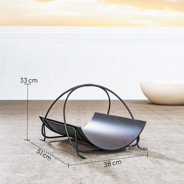 Outsunny Portalegna per interni 51 x 38 x 33cm portalegna geometrico con maniglia in metallo, Nero | Aosom Italy