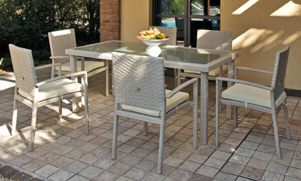 Set da Giardino Tavolo e 6 Sedie in Wicker Ranieri Malindi