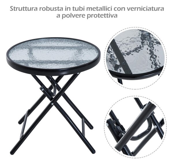 Set Tavolino e 2 Sedie a Dondolo Pieghevoli da Giardino in Textilene Beige