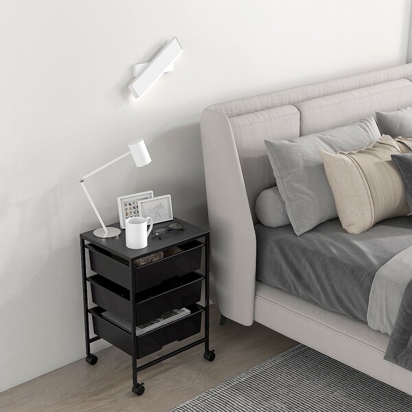 HOMCOM Carrello d'appoggio con ruote, 3 cestelli per trasporto e conservazione, carrello cucina, 40,8L x 33,5B x 60,5H cm, Nero | Aosom Italy