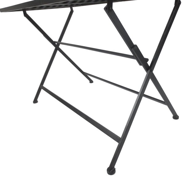 Set Tavolo Pieghevole e 4 Sedie da Giardino in Metallo Nero 80x80x75 cm