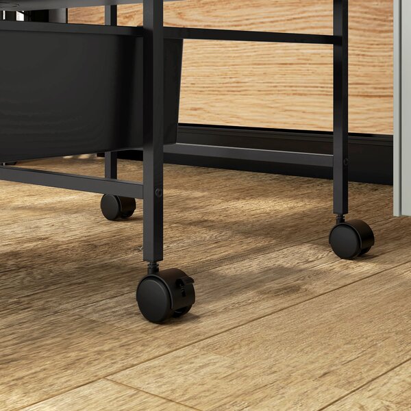 HOMCOM Carrello d'appoggio con ruote, 3 cestelli per trasporto e conservazione, carrello cucina, 40,8L x 33,5B x 60,5H cm, Nero | Aosom Italy
