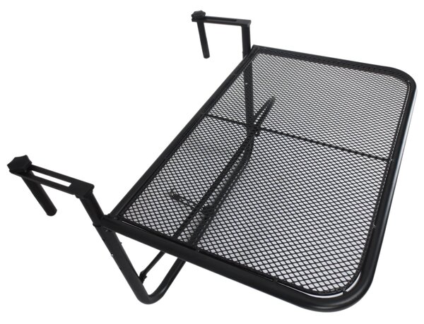 Tavolino Sospeso da Balcone Regolabile in Ferro Nero 60x56.5x45 cm