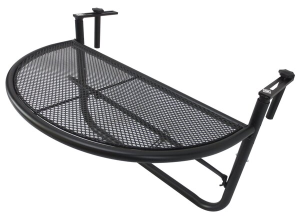 Tavolino Sospeso da Balcone Regolabile in Ferro Nero 60x45x50 cm