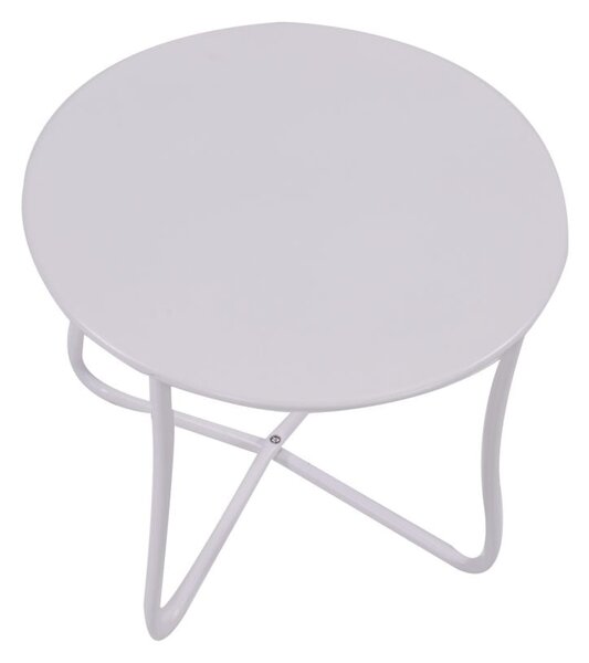 Tavolino da Giardino Rotondo Ø45cm in Metallo Austin Bianco