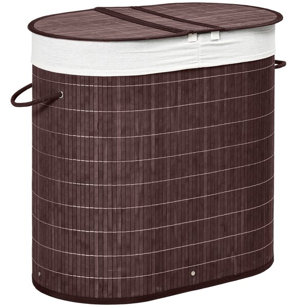 HOMCOM Cesto portabiancheria raccoglibiancheria, capacità 100L, coperchio removibile, 38 cm x 38 cm x 57 cm, Marrone | Aosom Italy
