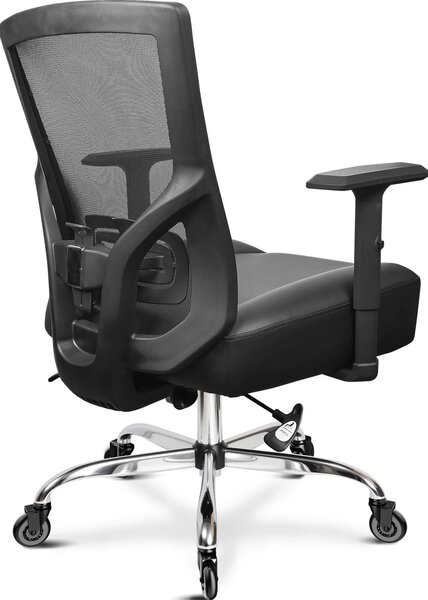 Sedia da ufficio ergonomica, modello XL, portata fino a 200 kg, seduta di 56 cm, colore nero