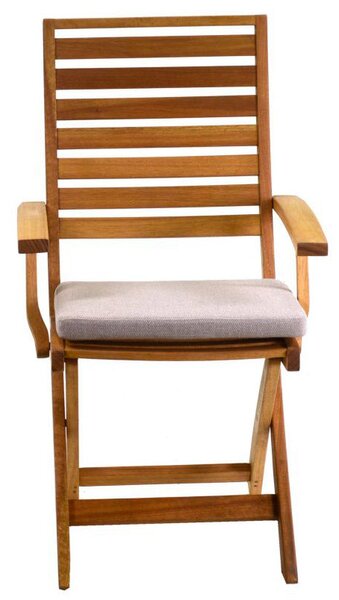 Sedia da Giardino Pieghevole in Legno Naturale con Braccioli Nanchino