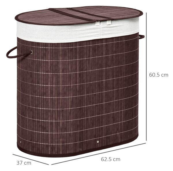 HOMCOM Cesto portabiancheria raccoglibiancheria, capacità 100L, coperchio removibile, 38 cm x 38 cm x 57 cm, Marrone | Aosom Italy