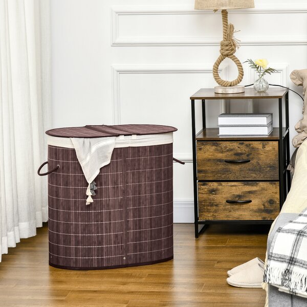 HOMCOM Cesto portabiancheria raccoglibiancheria, capacità 100L, coperchio removibile, 38 cm x 38 cm x 57 cm, Marrone | Aosom Italy