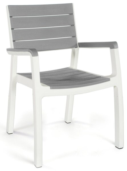 Sedia da Giardino in Resina con Braccioli Harmony Bianco e Grigio