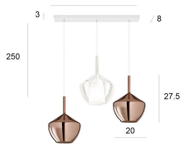 Lampadario perenz illumina rain s3 br b 8250 tr rm e27 led vetri trasparenti base bianca - Perenz