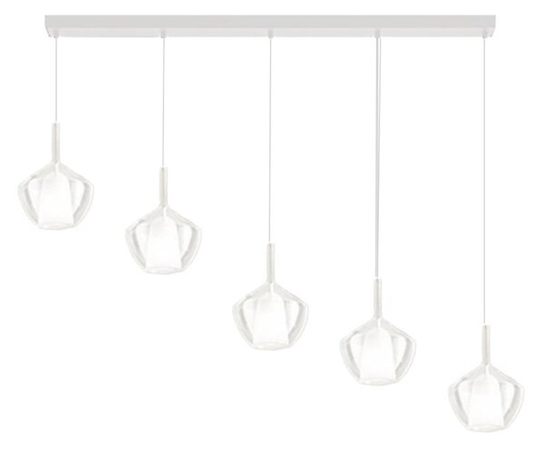 Lampadario perenz illumina rain s5 br b tr e27 led vetri trasparenti base bianca - Perenz