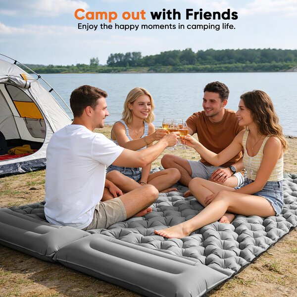 Letto gonfiabile da campeggio a doppio strato - Materasso ad aria - 190 x 120 x 10 cm - Pompa integrata - Materiale: TPU e nylon - Colore: grigio scuro