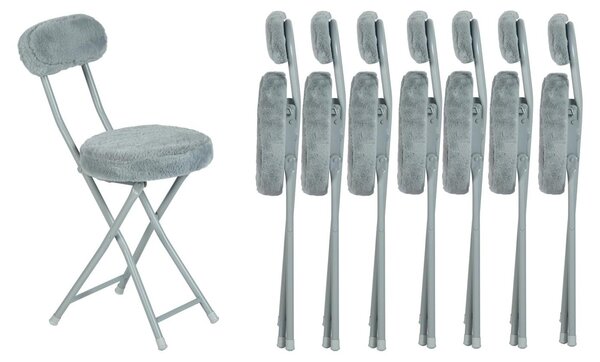 8 sedie da ufficio, rivestite in ecopelliccia, colore grigio, dimensioni 30x45x75 cm, pieghevoli