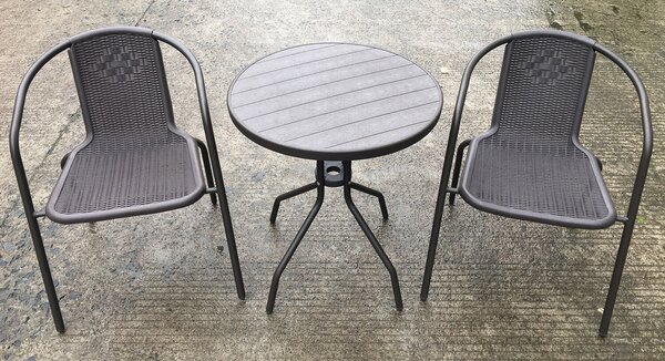 Set Tavolino e 2 Sedie da Giardino in Acciaio Bauer Tiffany Grigio