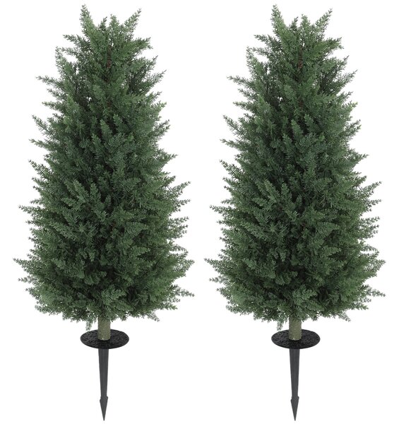 HOMCOM Set da 2 piante artificiali, cipressi artificiali con 831 foglie ciascuno, versatili, verde | Aosom Italy