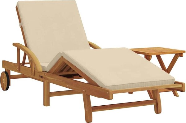 Lettino da sole 2 pcs Beige Legno di Acacia Massello