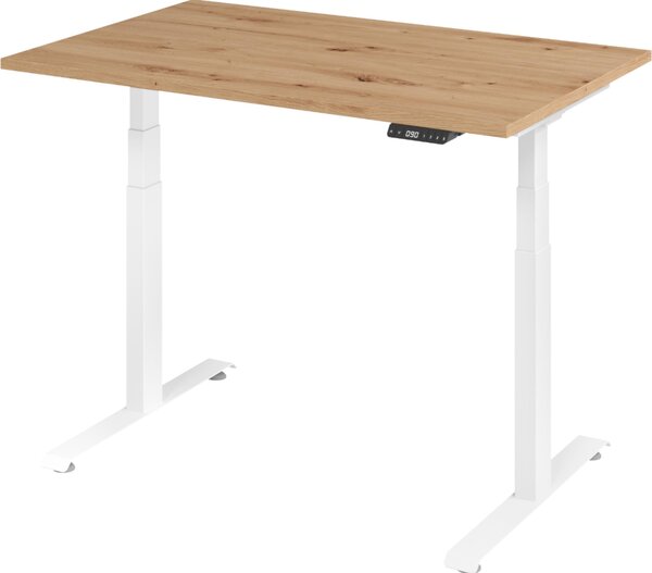 Scrivania elettrica Lite di bümö - Decorazione: rovere nodoso, dimensioni: 120 x 80 cm, struttura: bianco