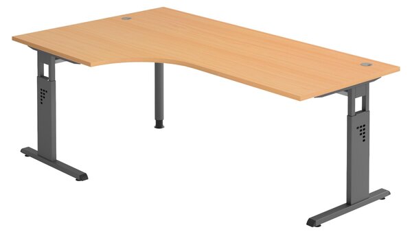 Bümö Scrivania Serie-O - Decorazione: faggio, struttura: grafite, dimensioni: scrivania angolare 200 x 120 cm