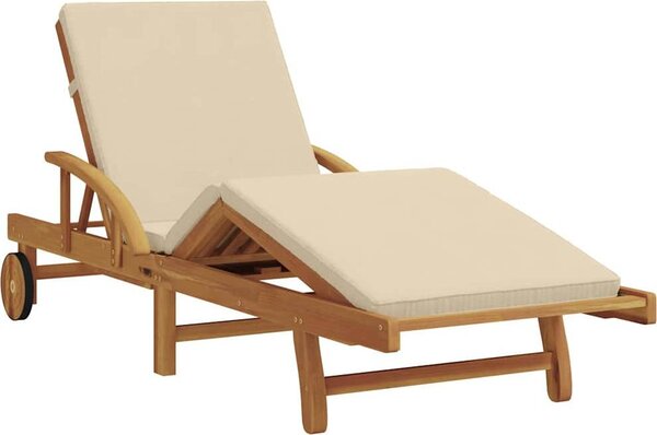 Lettino da sole Beige 200 x 67 x 84 cm Legno di Acacia Massello
